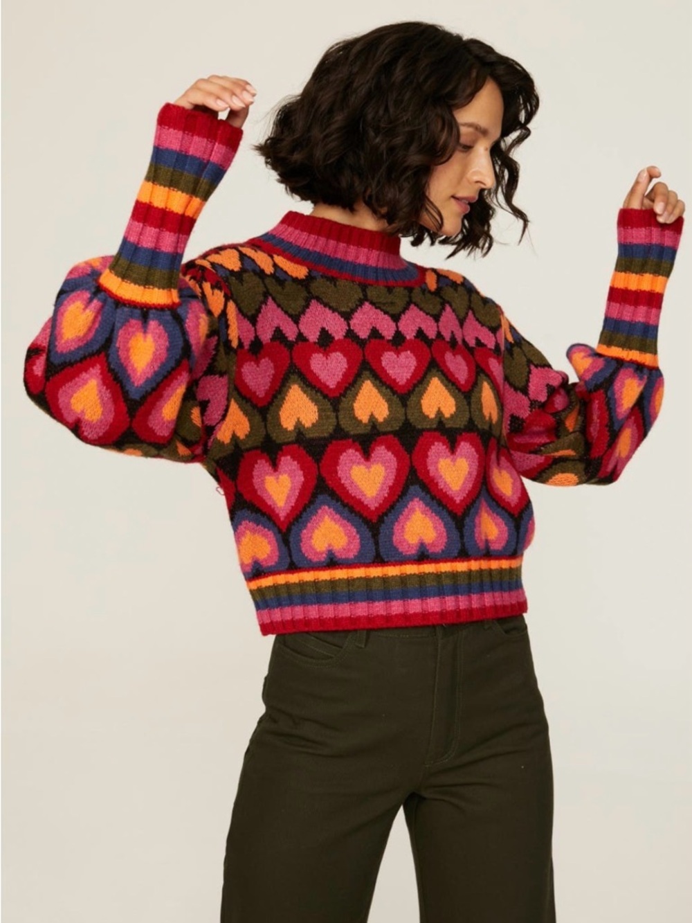 FARM Rio Full Of Hearts Pattern Multicolor Women's Sweater